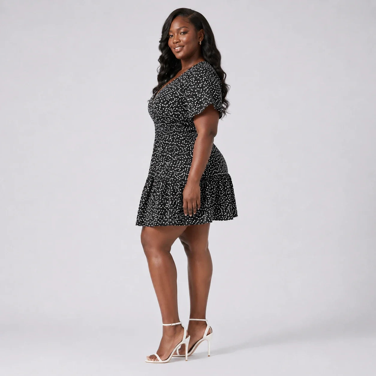 Printed V-Neck Mini Dress WHD0606437
