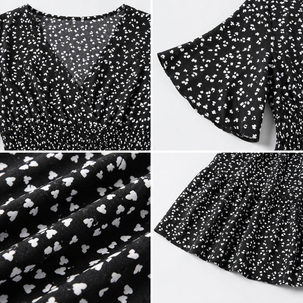 Printed V-Neck Mini Dress WHD0606437