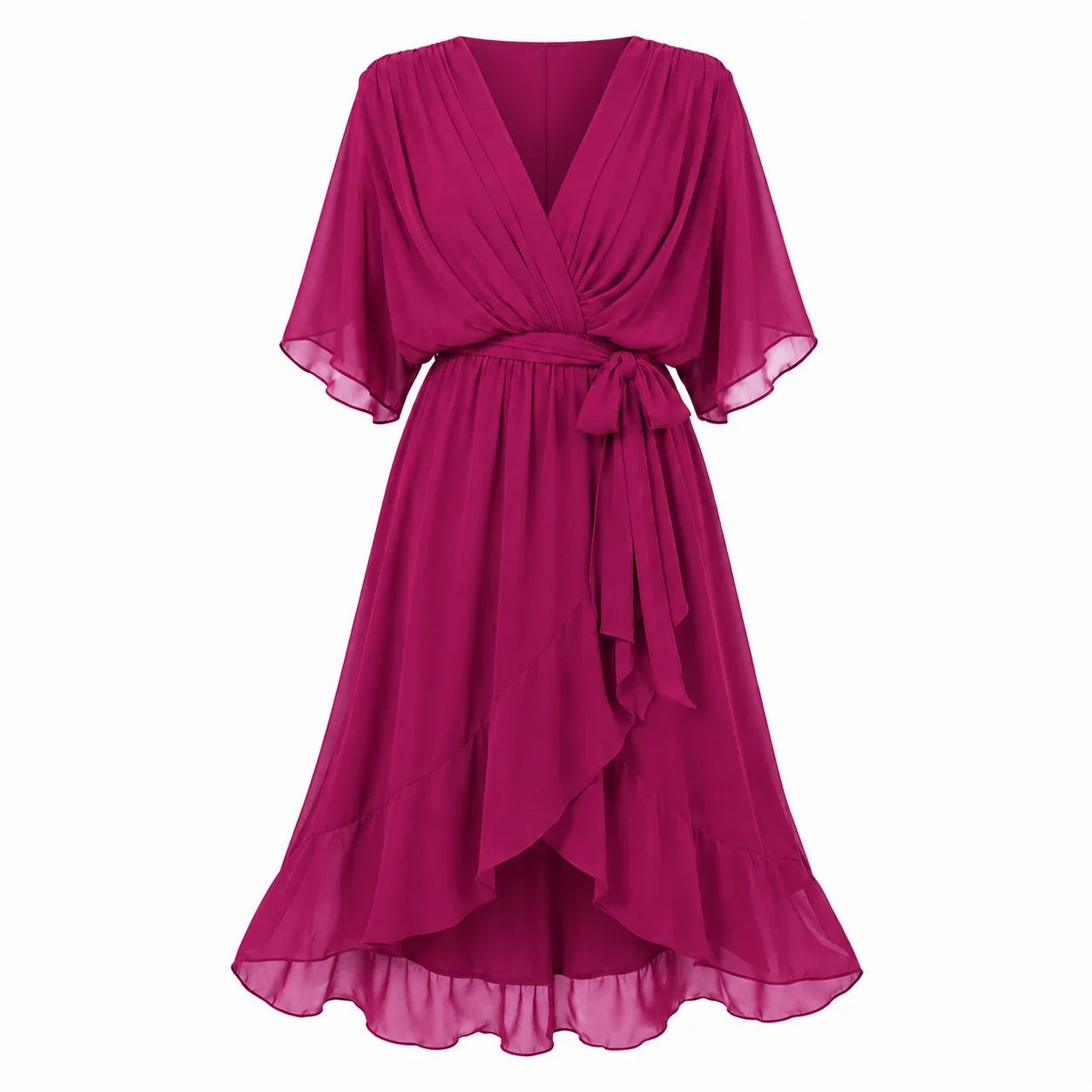 Draped Tie-Waist Midi Dress WHD0606439