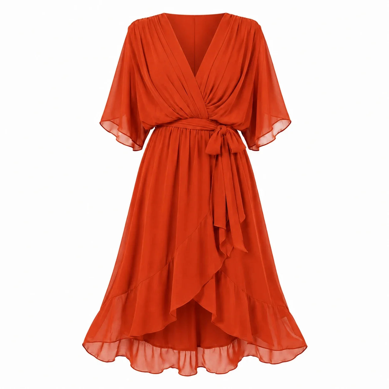 Draped Tie-Waist Midi Dress WHD0606439