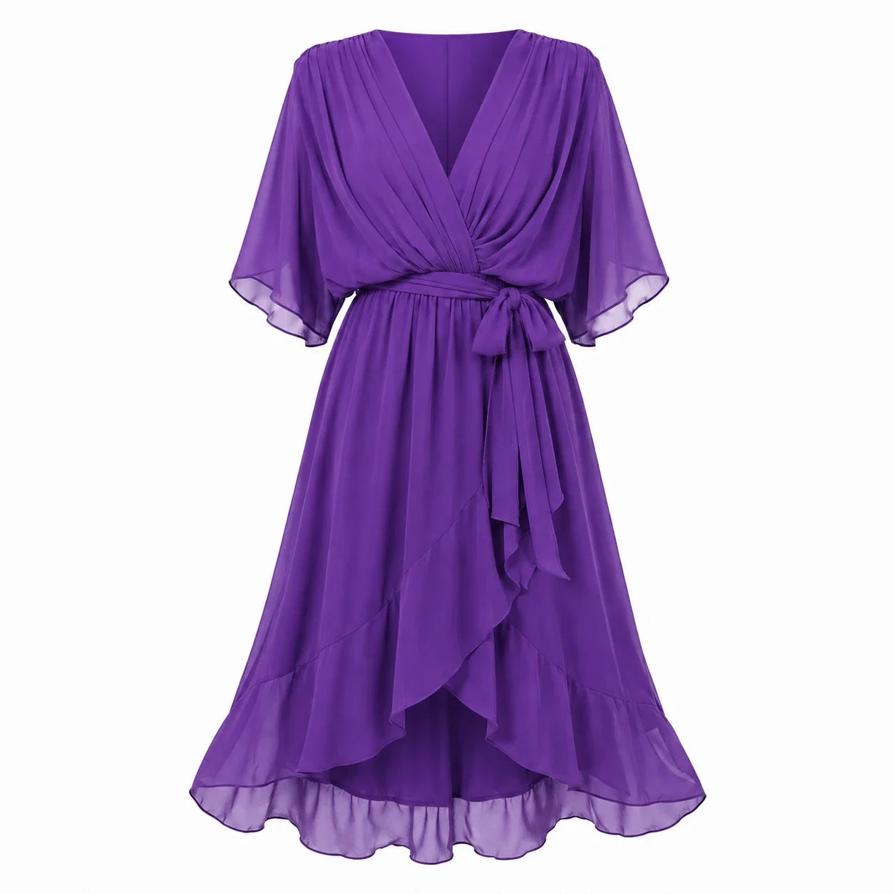 Draped Tie-Waist Midi Dress WHD0606439