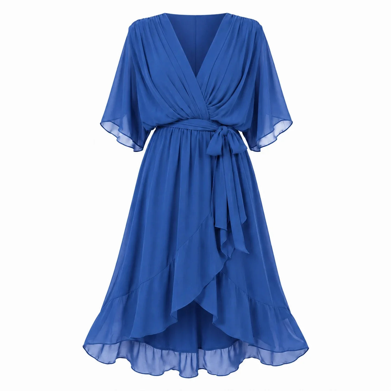 Draped Tie-Waist Midi Dress WHD0606439