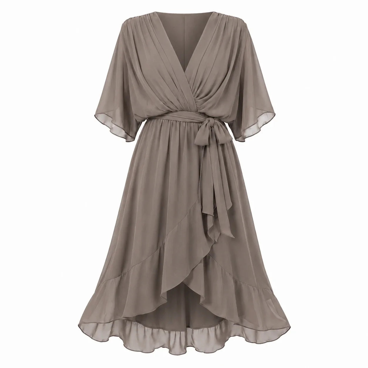 Draped Tie-Waist Midi Dress WHD0606439
