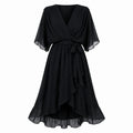 Draped Tie-Waist Midi Dress WHD0606439