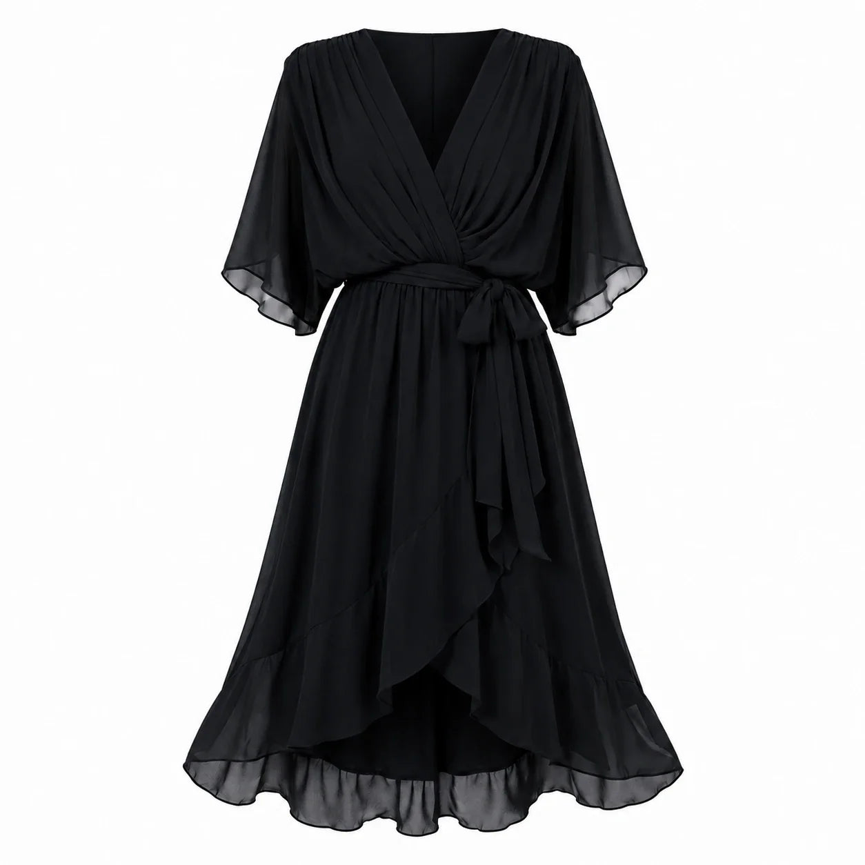 Draped Tie-Waist Midi Dress WHD0606439
