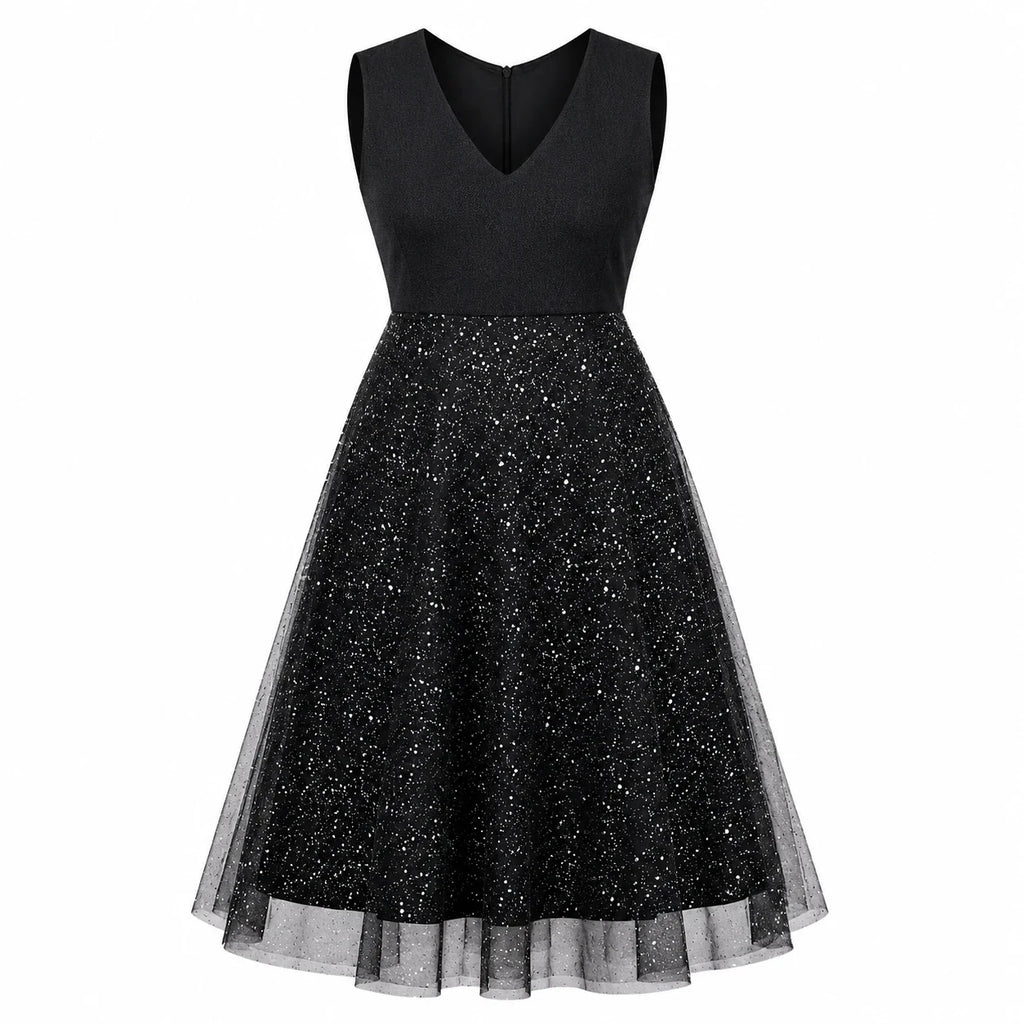 Glitter Mesh Midi Dress WHD0606440