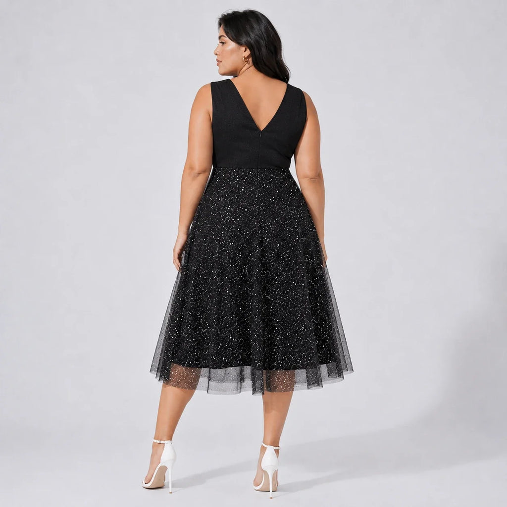 Glitter Mesh Midi Dress WHD0606440