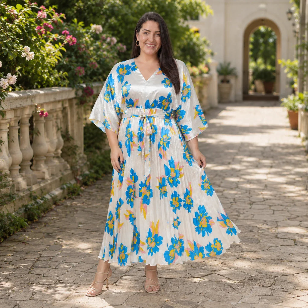 Floral Pleated Maxi Dress WHD0606441