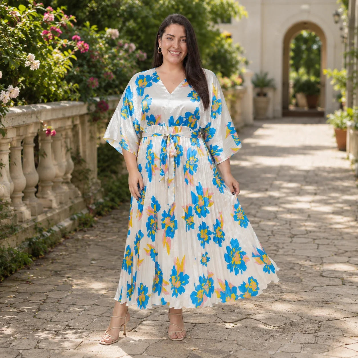 Floral Pleated Maxi Dress WHD0606441