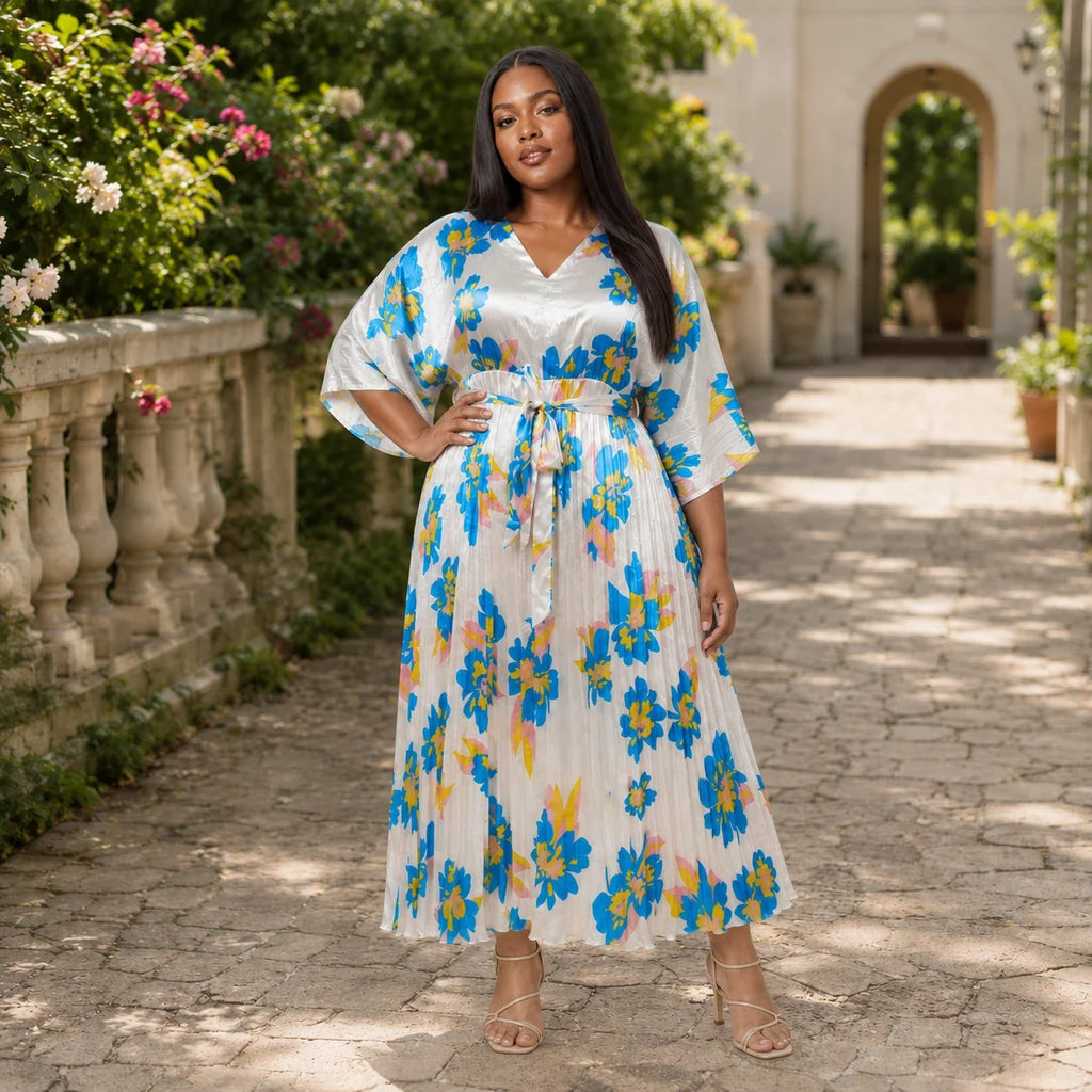 Floral Pleated Maxi Dress WHD0606441