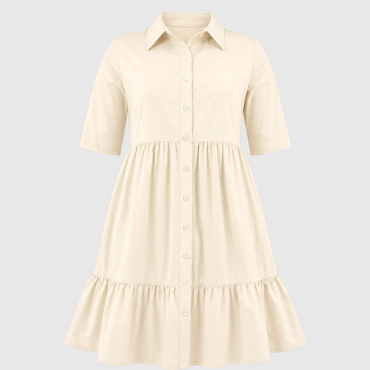 Tiered Button Shirt Dress WHD0606442