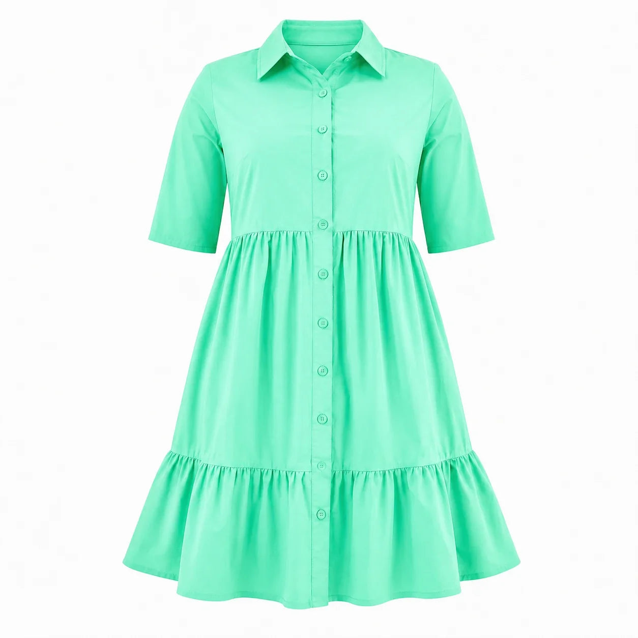 Tiered Button Shirt Dress WHD0606442
