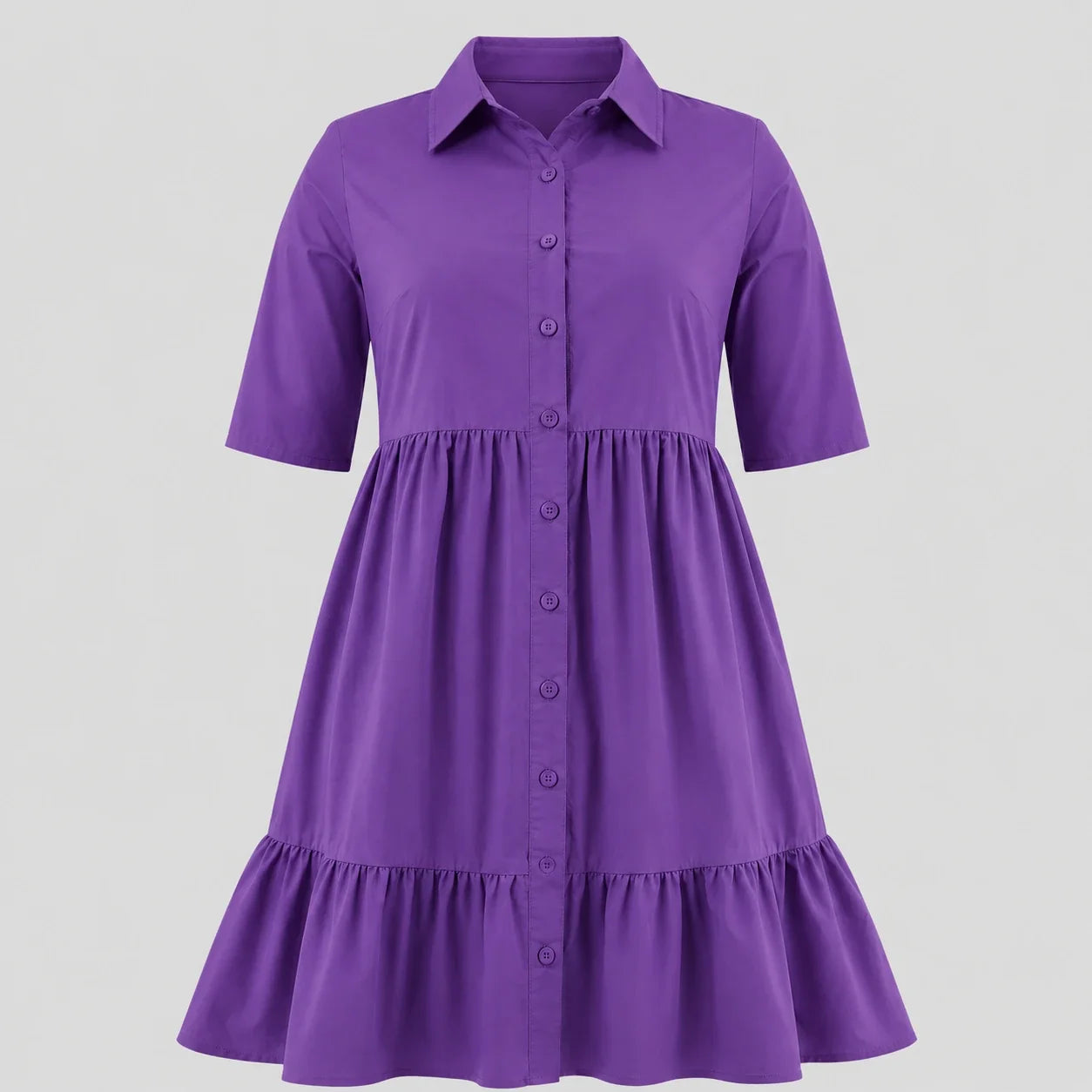 Tiered Button Shirt Dress WHD0606442