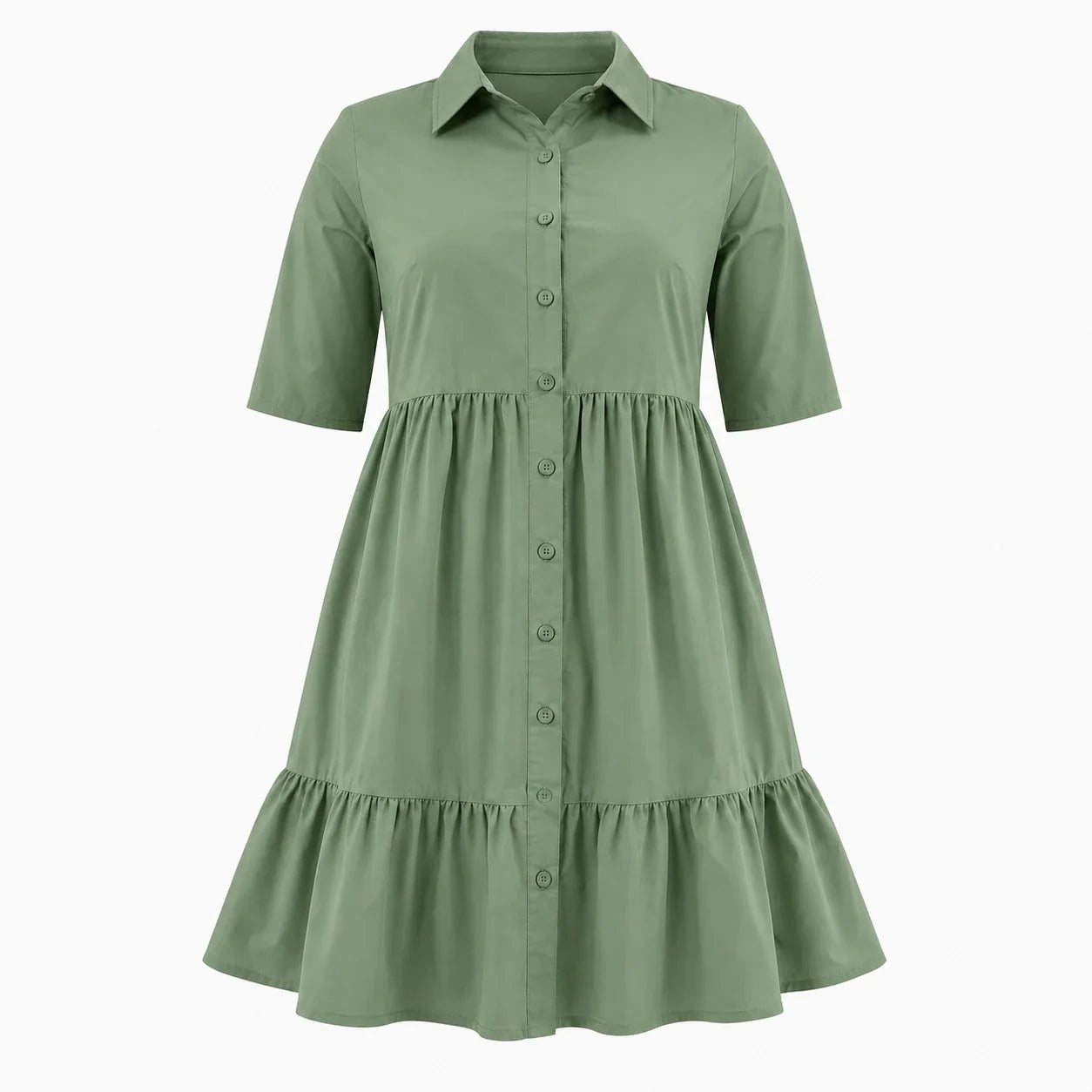 Tiered Button Shirt Dress WHD0606442