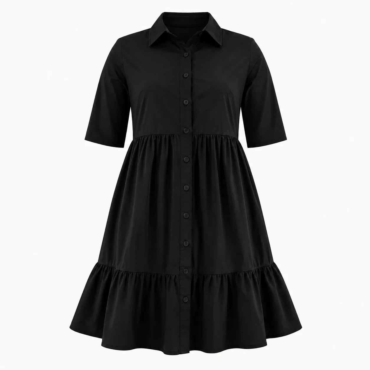 Tiered Button Shirt Dress WHD0606442