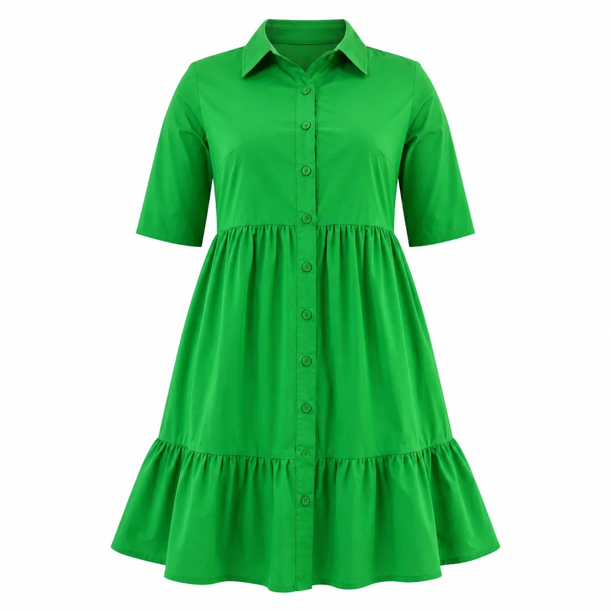 Tiered Button Shirt Dress WHD0606442