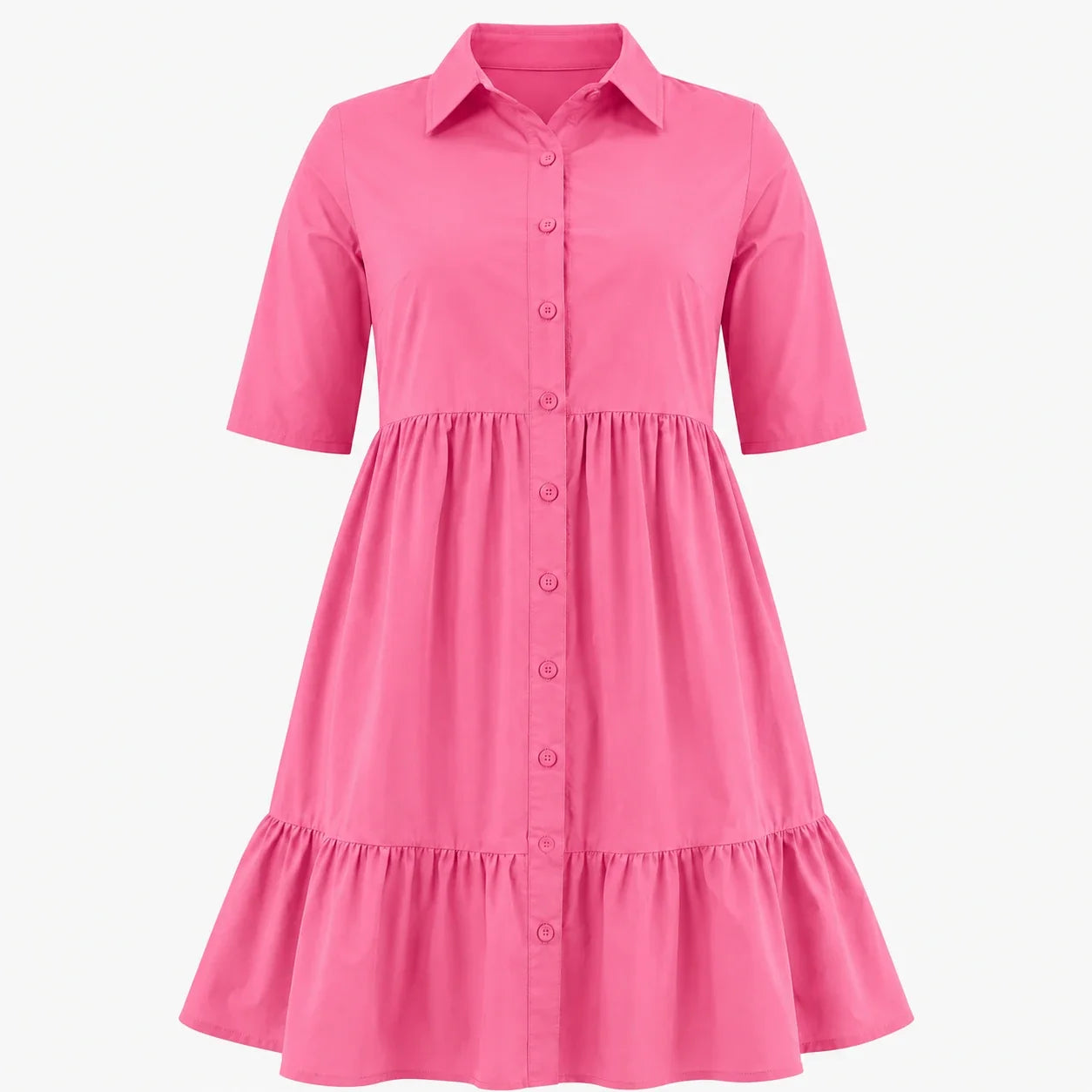 Tiered Button Shirt Dress WHD0606442