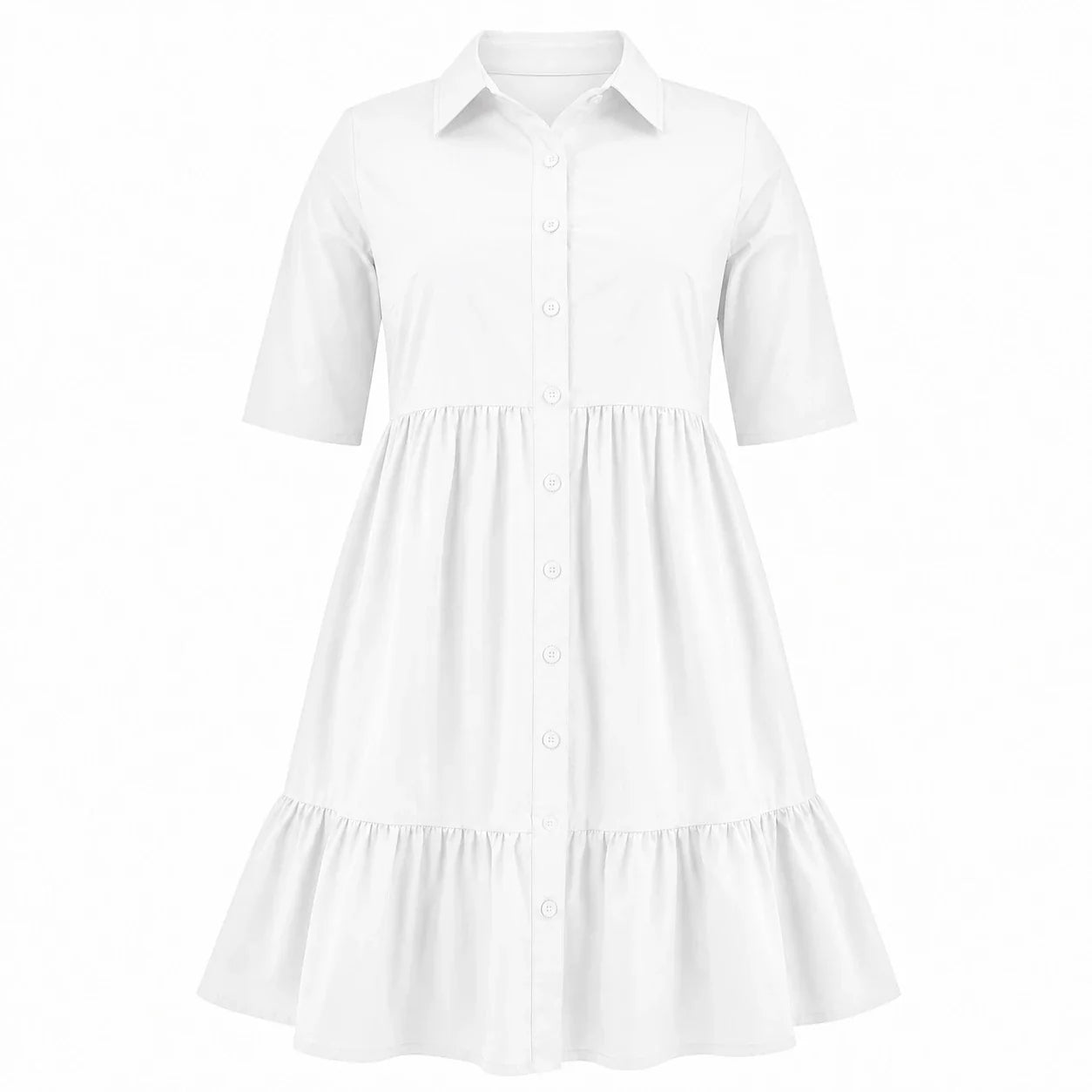 Tiered Button Shirt Dress WHD0606442