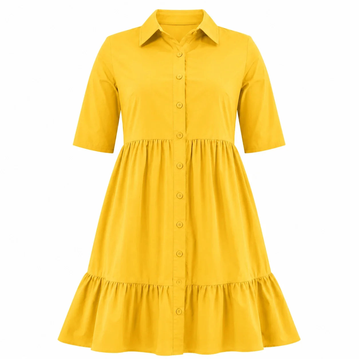 Tiered Button Shirt Dress WHD0606442