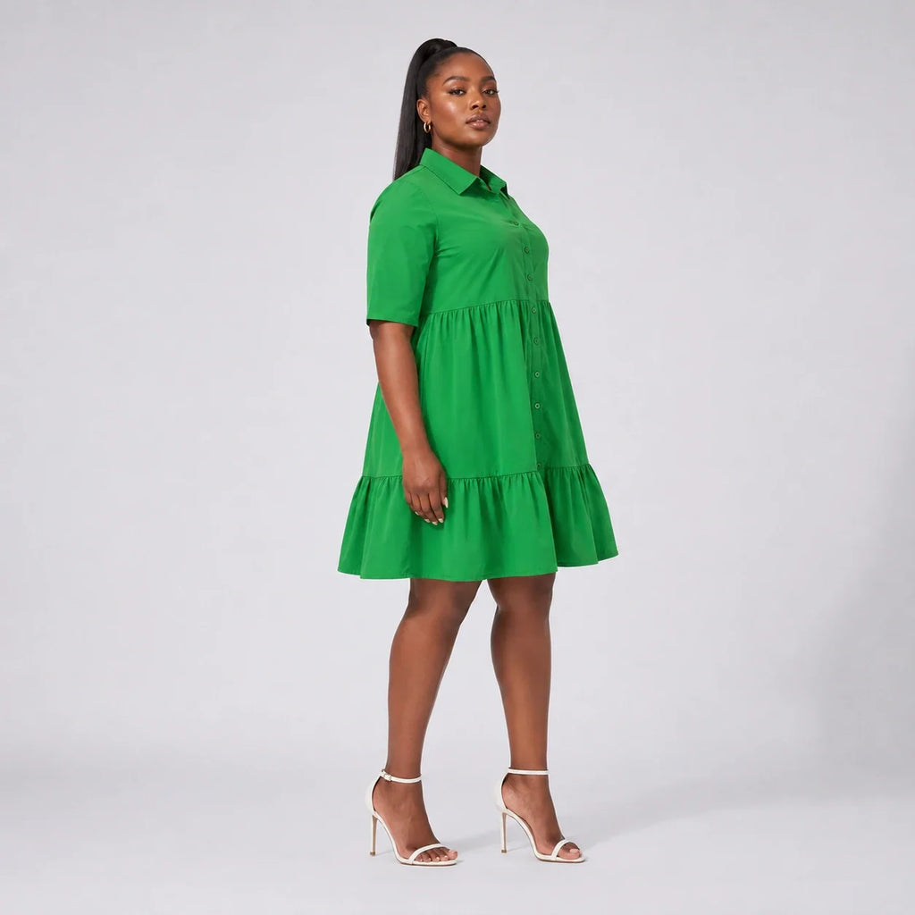 Tiered Button Shirt Dress WHD0606442