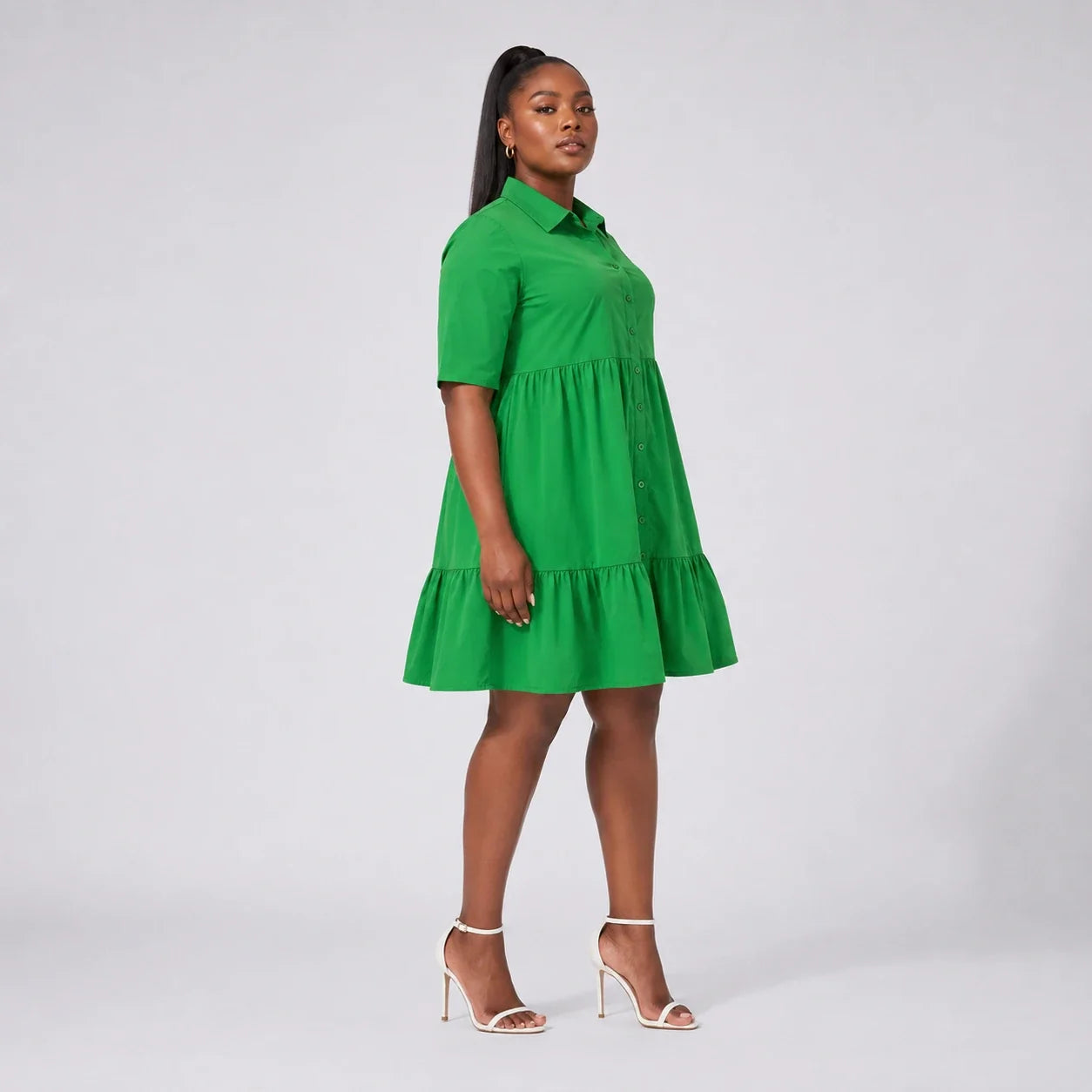 Tiered Button Shirt Dress WHD0606442