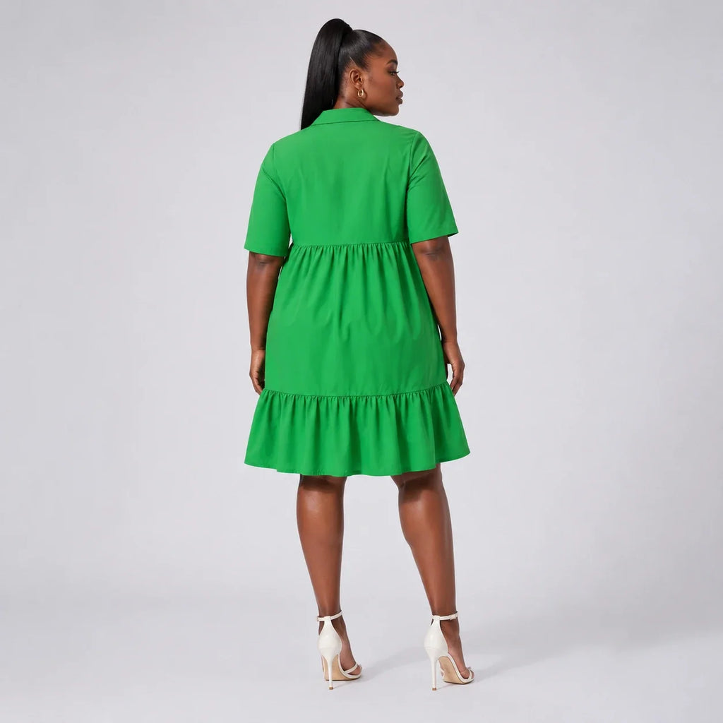 Tiered Button Shirt Dress WHD0606442