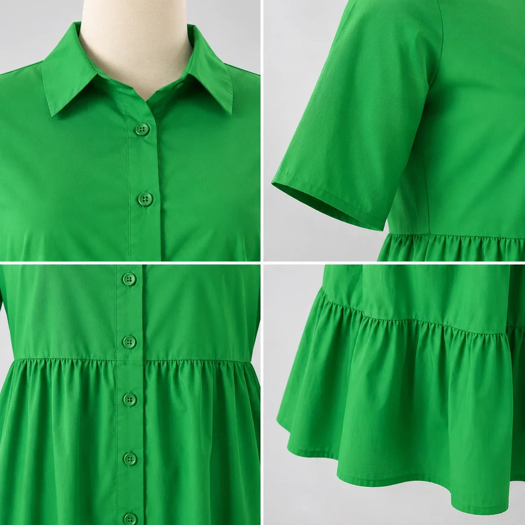 Tiered Button Shirt Dress WHD0606442