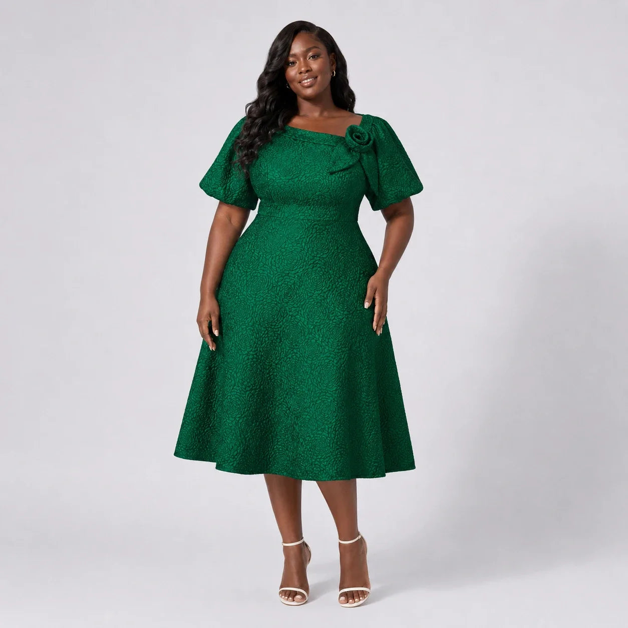 Emerald Jacquard Midi Dress WHD0606443