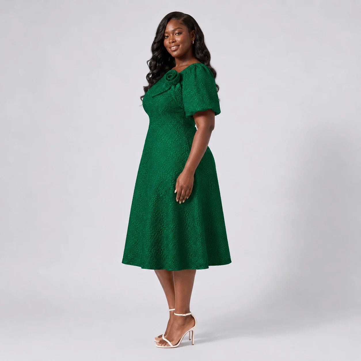 Emerald Jacquard Midi Dress WHD0606443