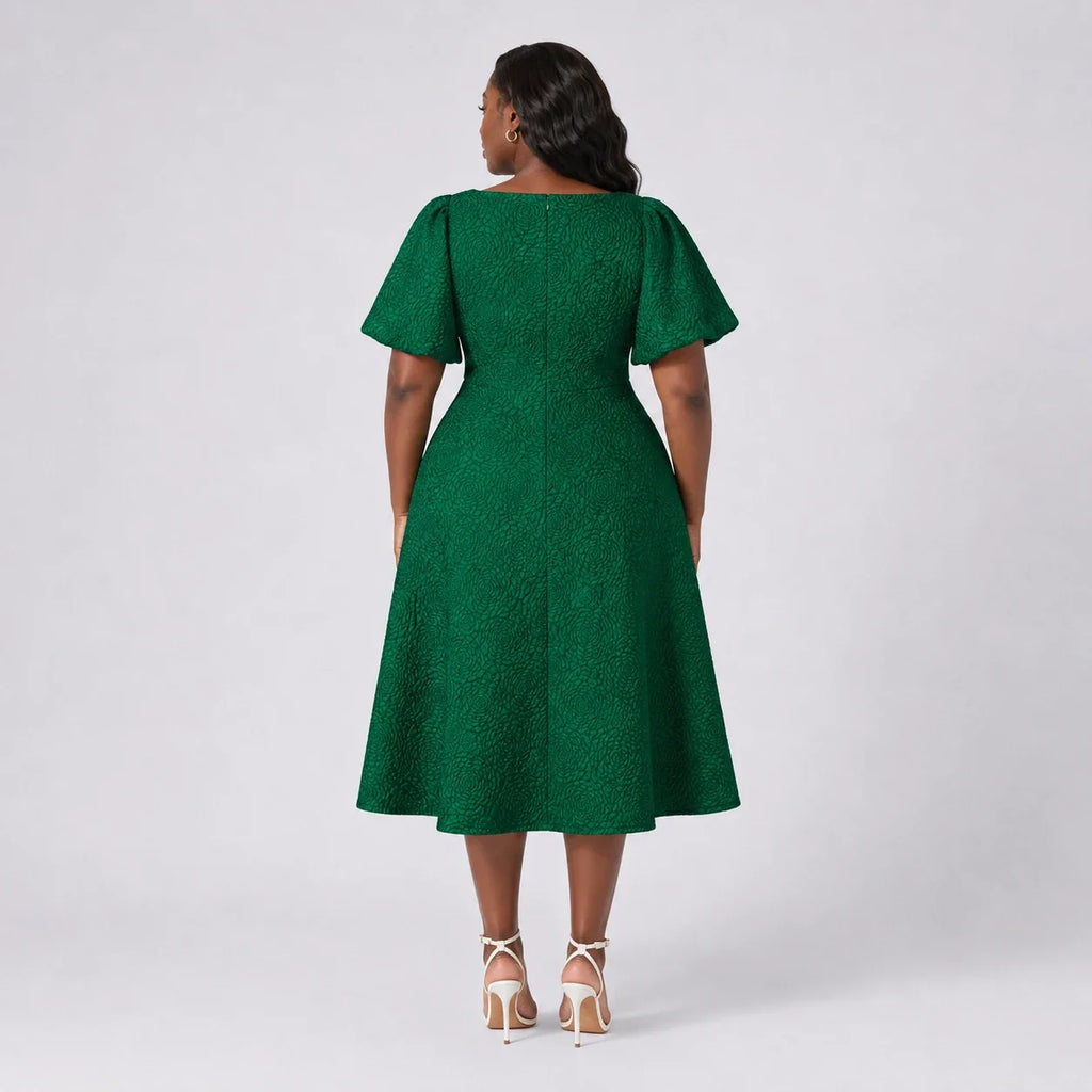 Emerald Jacquard Midi Dress WHD0606443