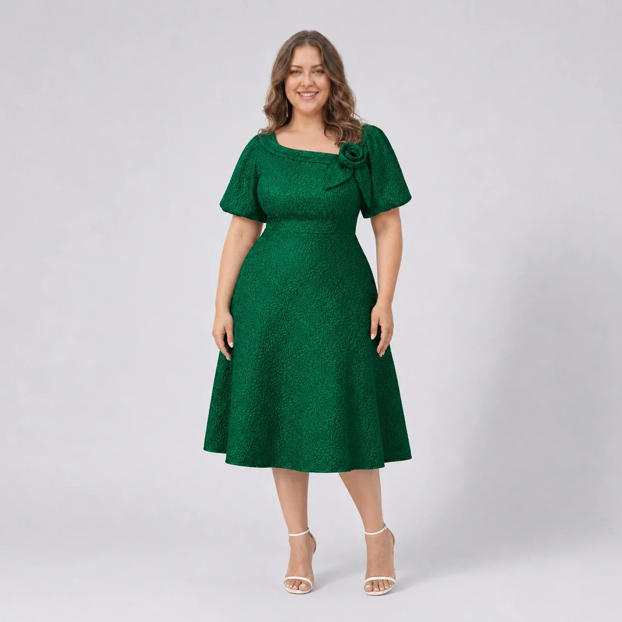 Emerald Jacquard Midi Dress WHD0606443