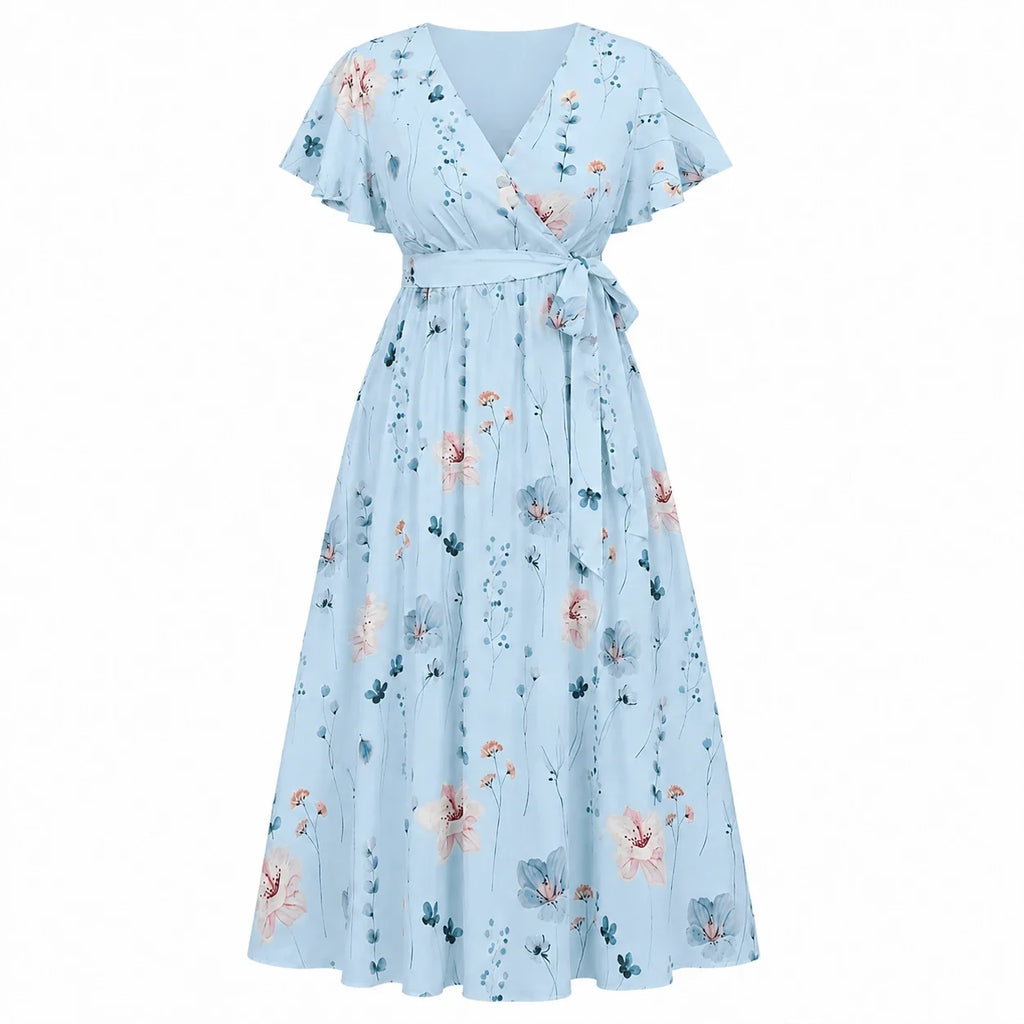 Floral Tie-Waist Maxi Dress WHD0606444