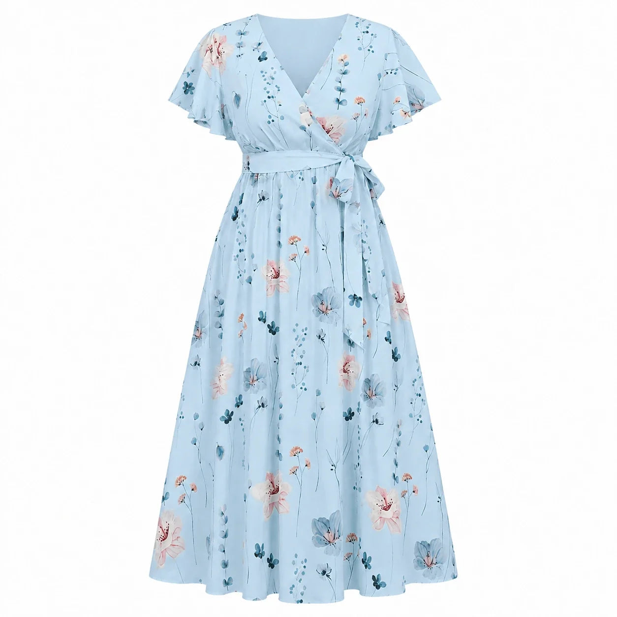 Floral Tie-Waist Maxi Dress WHD0606444