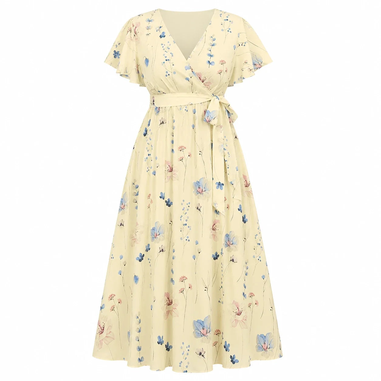 Floral Tie-Waist Maxi Dress WHD0606444