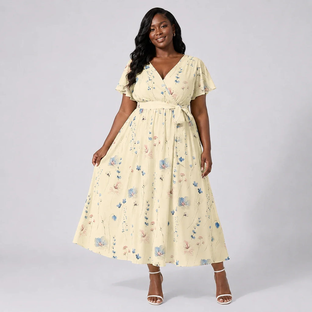 Floral Tie-Waist Maxi Dress WHD0606444