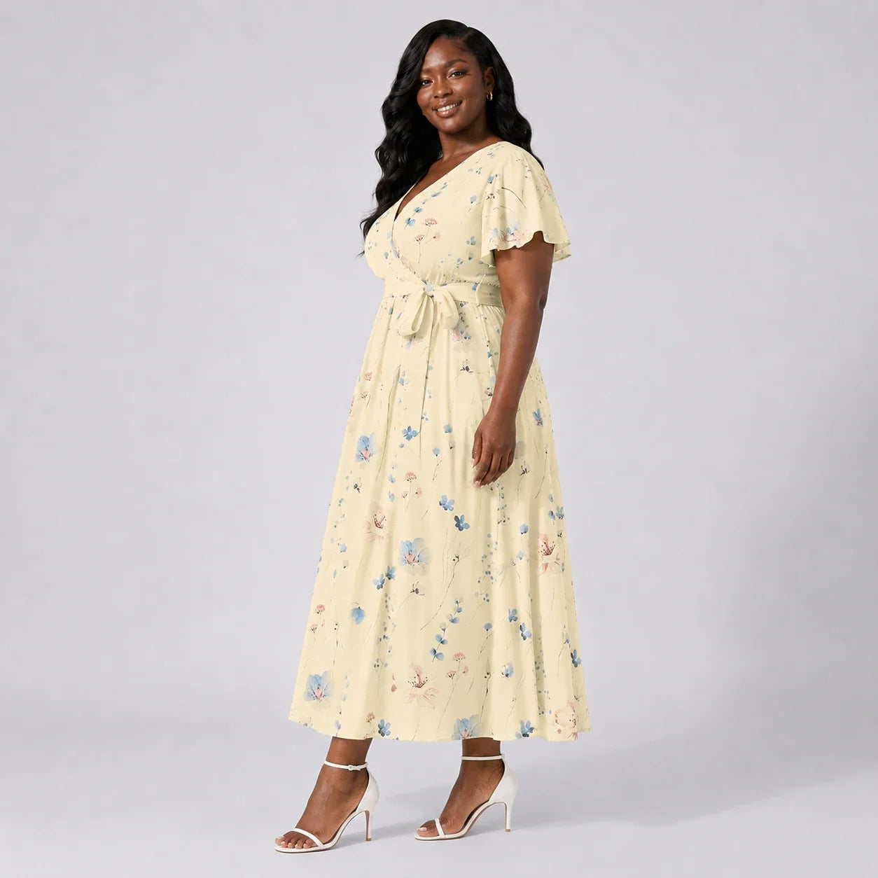 Floral Tie-Waist Maxi Dress WHD0606444