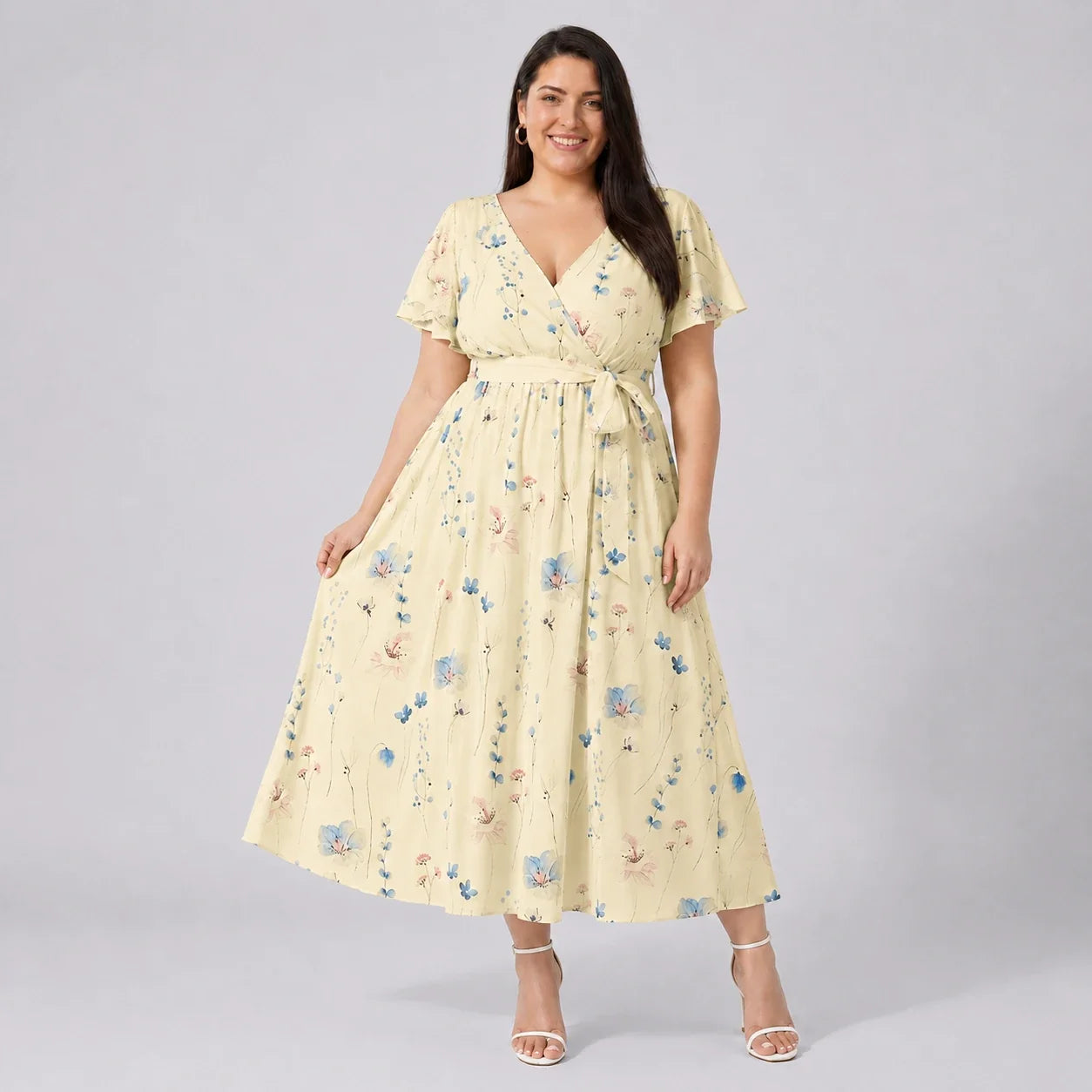 Floral Tie-Waist Maxi Dress WHD0606444
