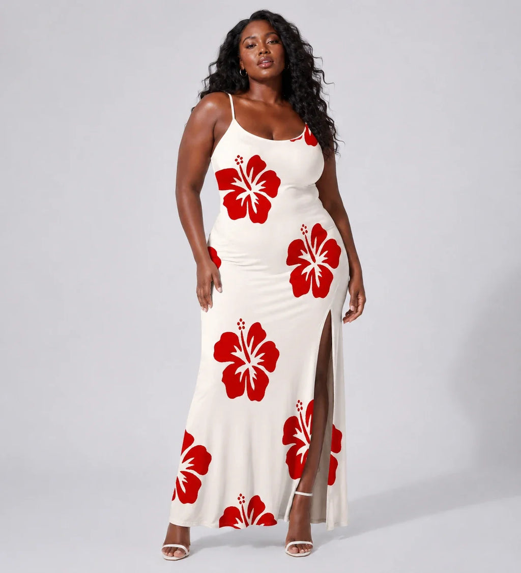 Hibiscus Print Maxi Dress WHD0606445