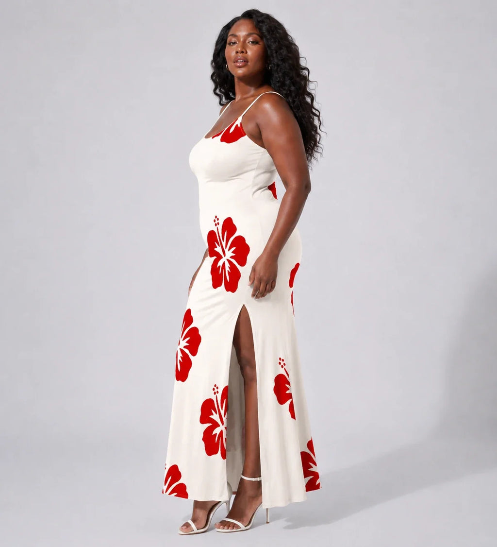 Hibiscus Print Maxi Dress WHD0606445
