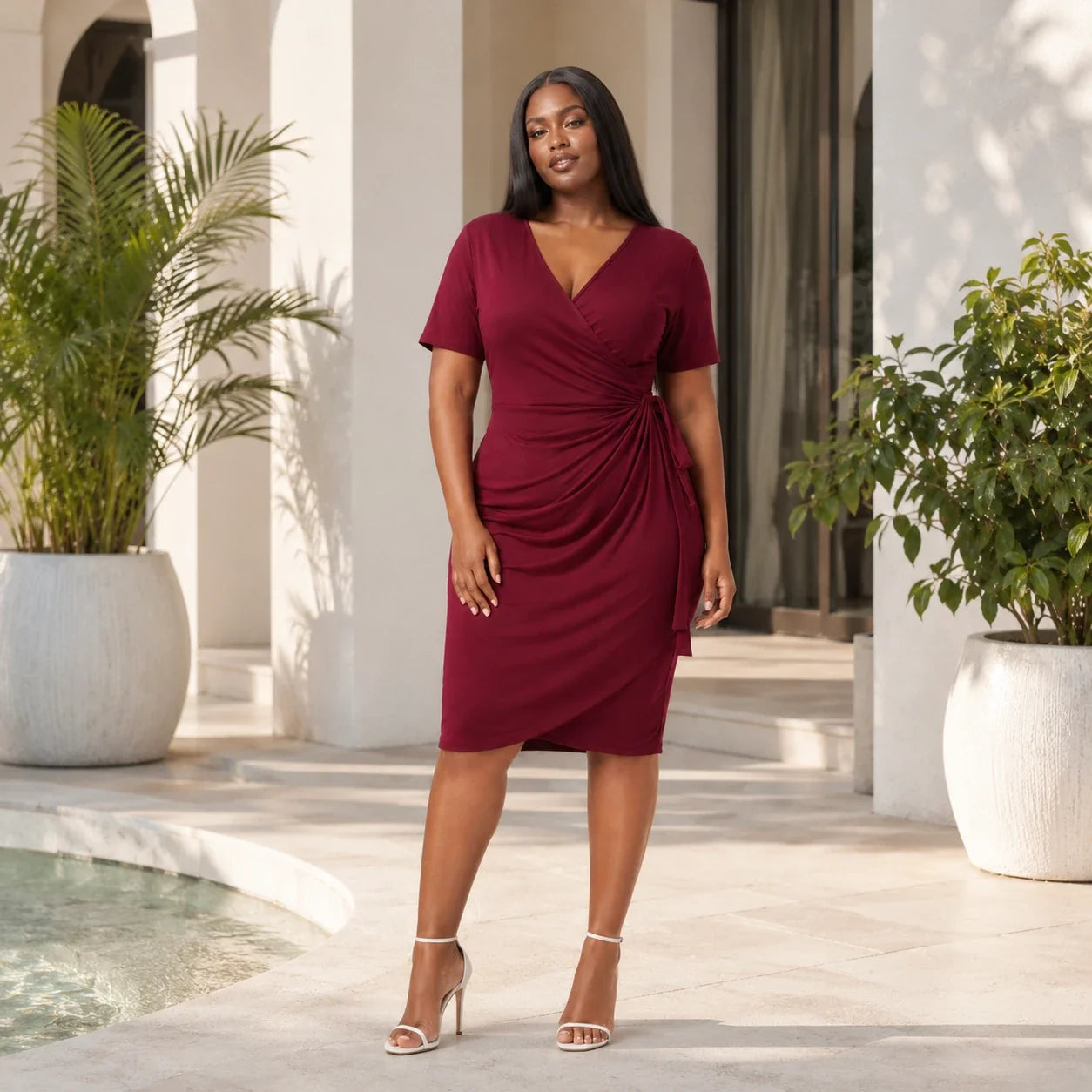 Tie-Waist Wrap Dress WHD0606446