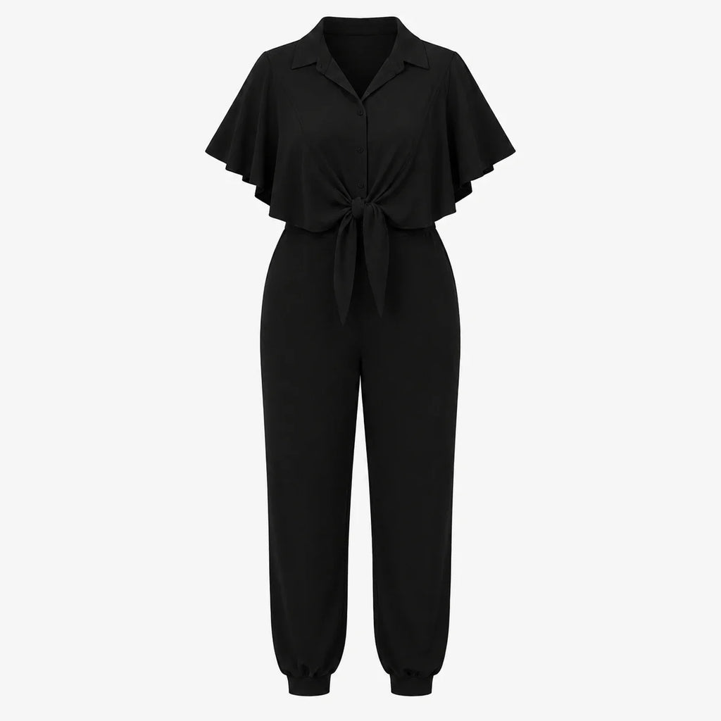 Tie Front Tapered Jumpsuit WHD0606447