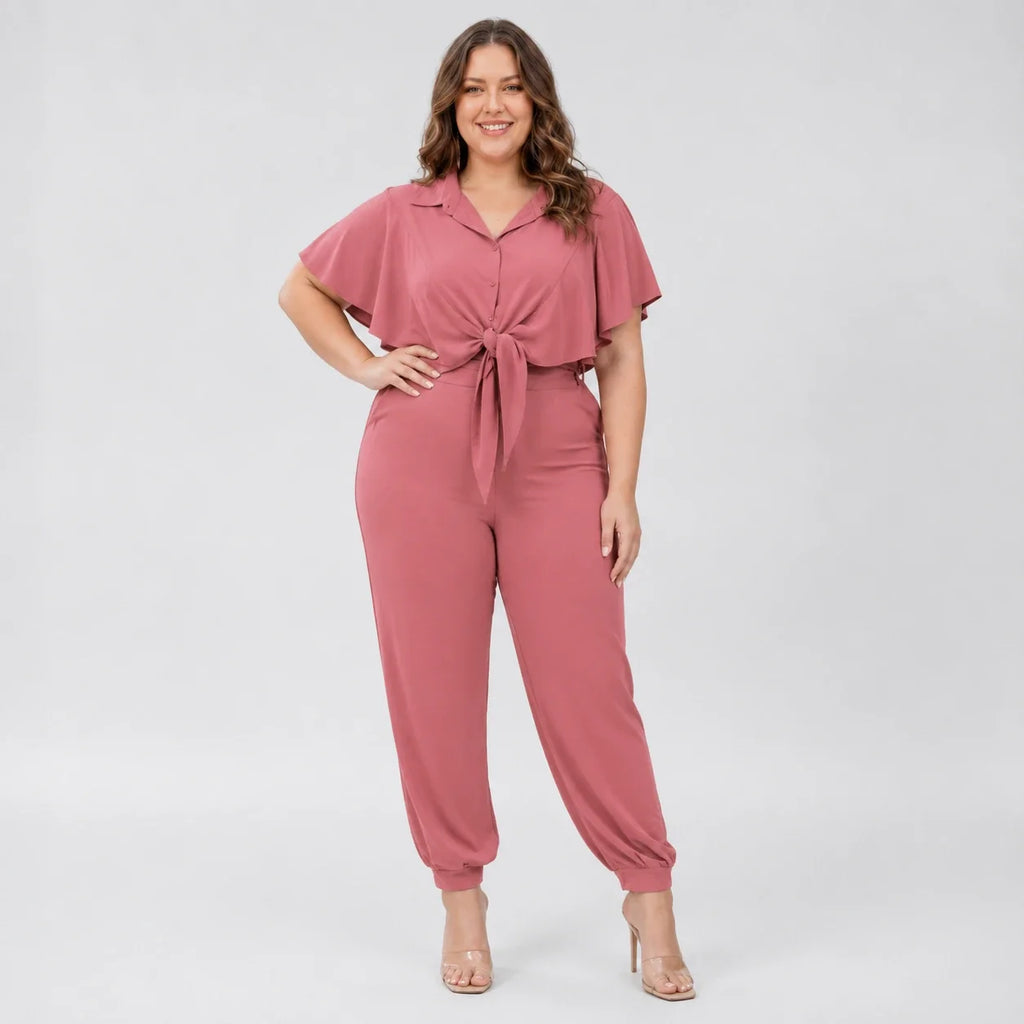 Tie Front Tapered Jumpsuit WHD0606447