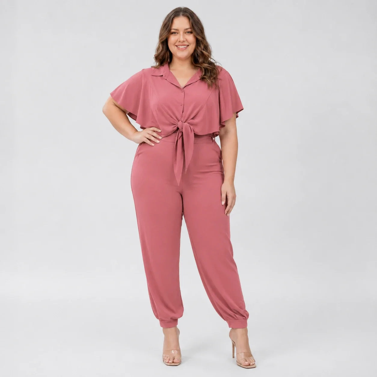 Tie Front Tapered Jumpsuit WHD0606447
