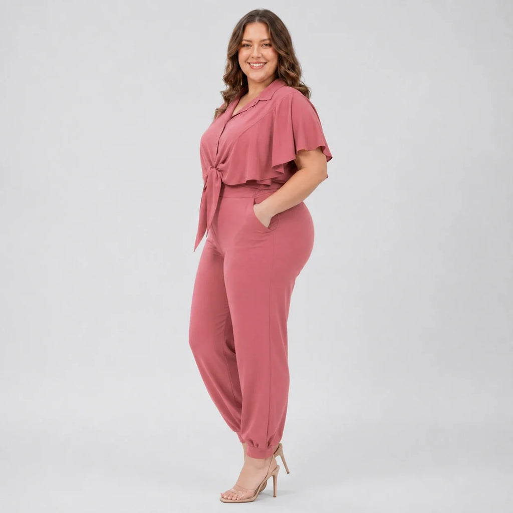 Tie Front Tapered Jumpsuit WHD0606447