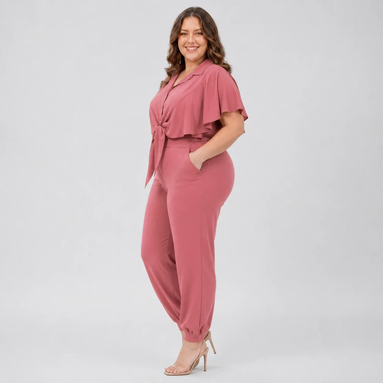 Tie Front Tapered Jumpsuit WHD0606447