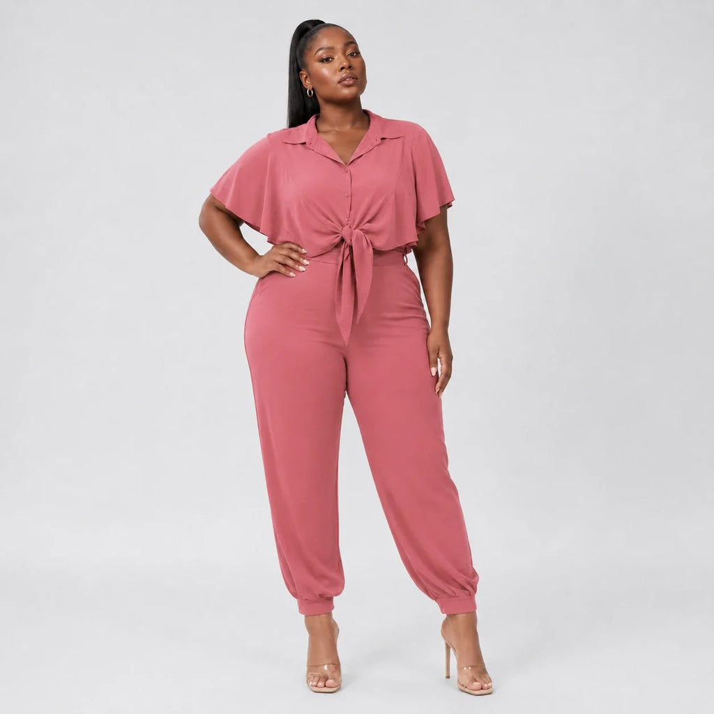 Tie Front Tapered Jumpsuit WHD0606447