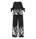 Floral Trim Wide Leg Set WHD0606448
