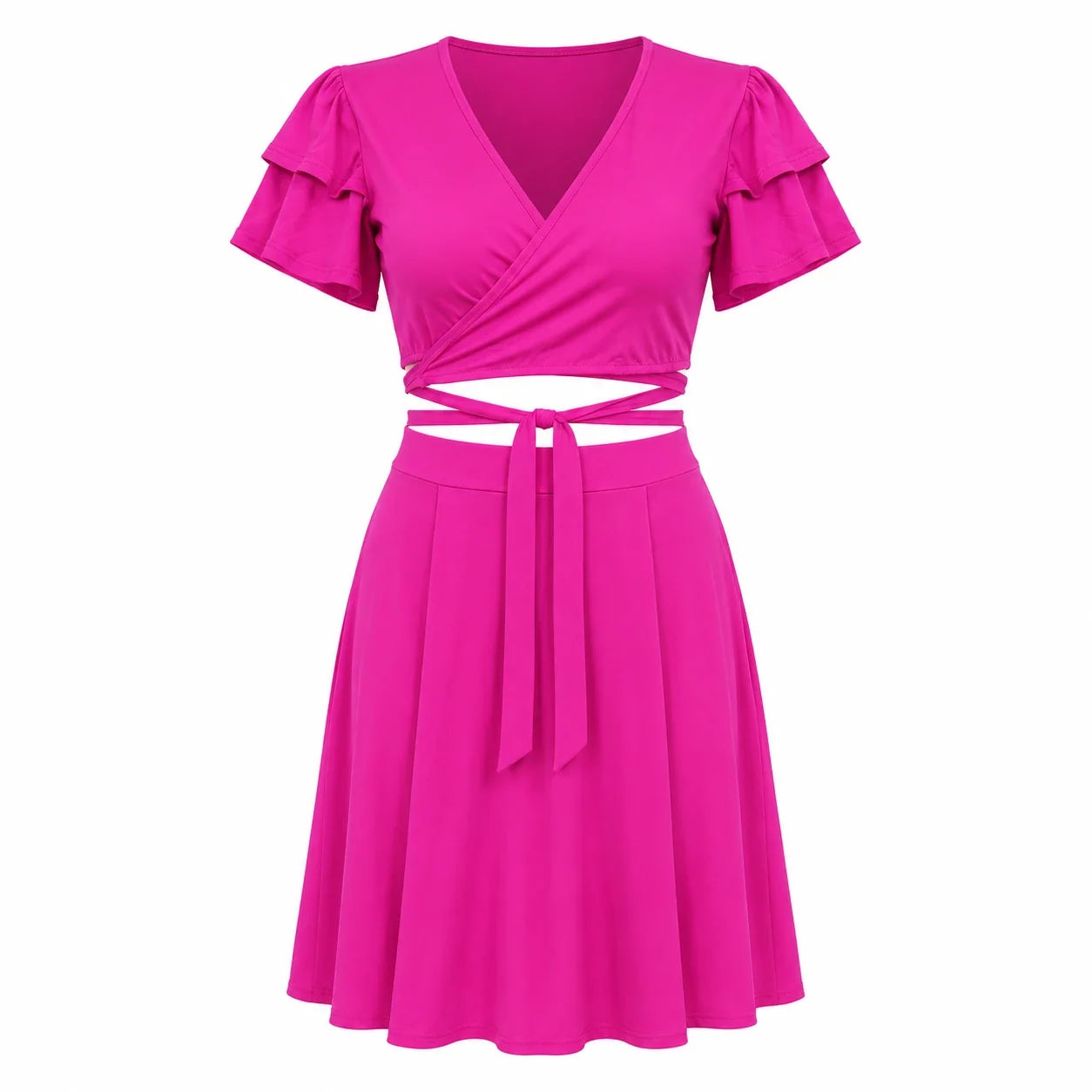 Fuchsia Wrap Skirt Set WHD0606451