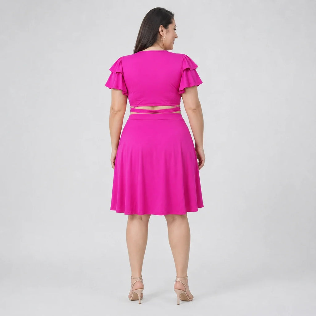 Fuchsia Wrap Skirt Set WHD0606451
