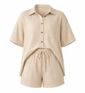 Textured Shirt Shorts Set WHD0606452